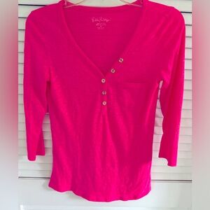 Lilly Pulitzer Pink Cotton 3/4 Sleeve Blouse